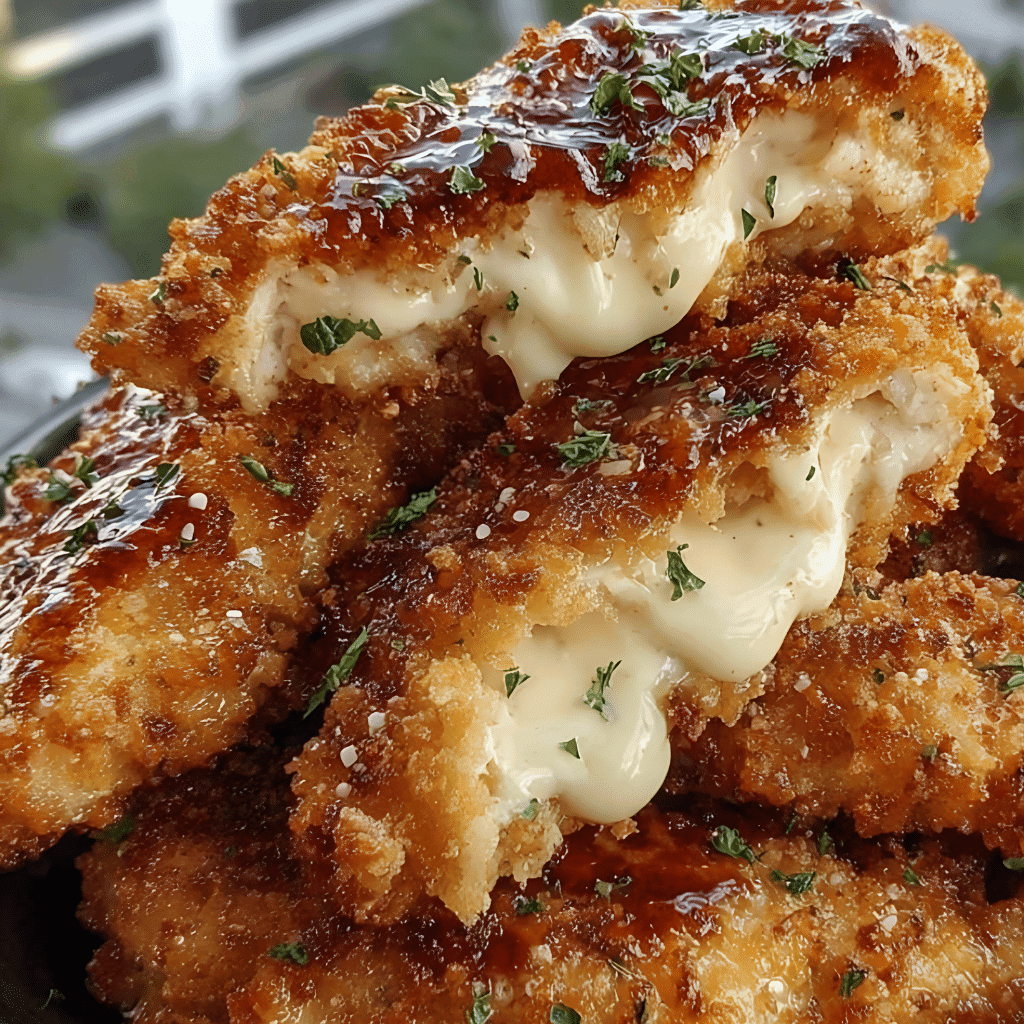 Crispy Ranch Parmesan Chicken Tenders – Golden, crunchy chicken tenders served with dipping sauce.