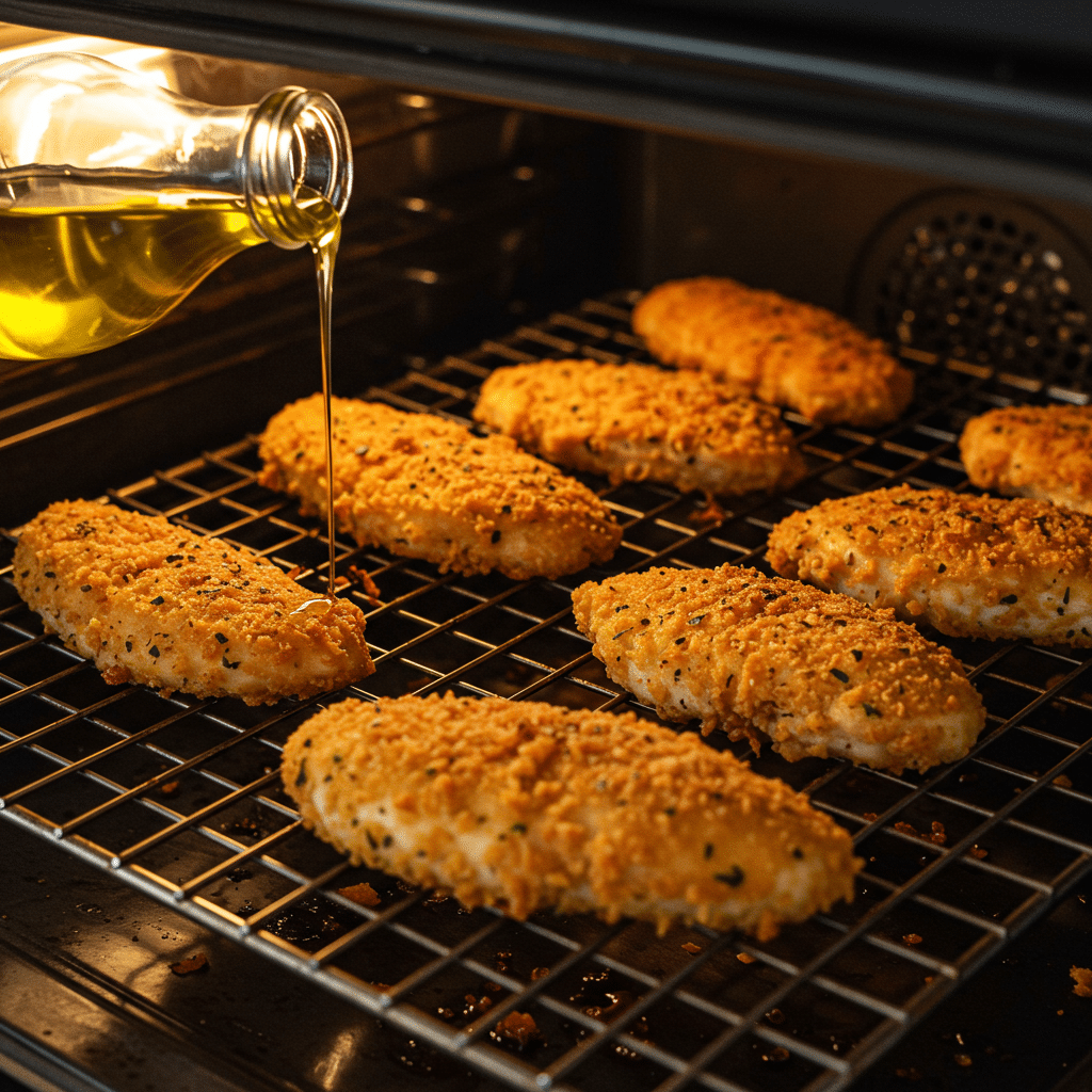 Crispy Ranch Parmesan Chicken Tenders – Chicken tenders served with ranch dip, fries, and a fresh salad.