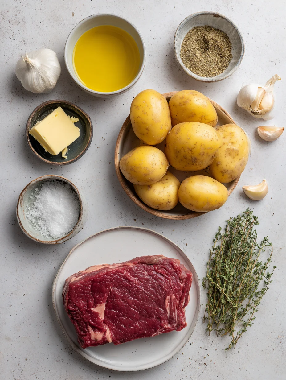 Garlic Butter Steak Bites and Potatoes