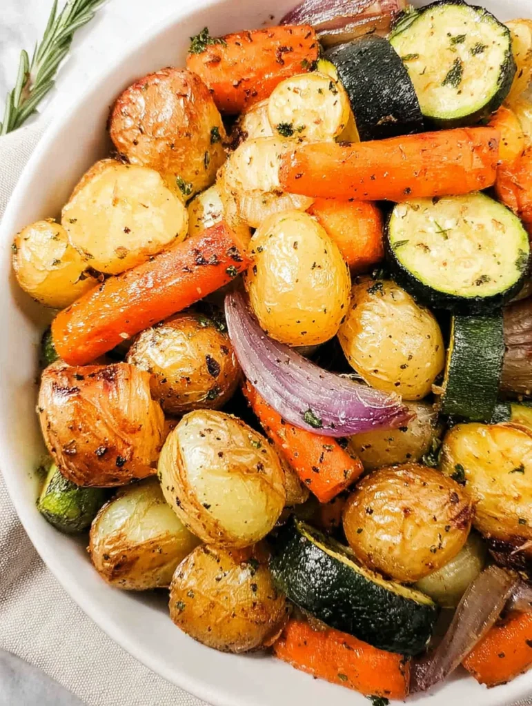 Garlic Herb Roasted Potatoes Carrots and Zucchini