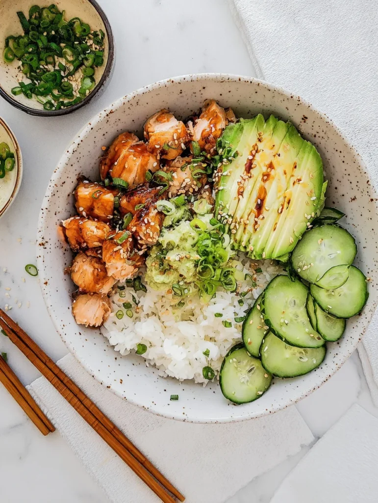 Spicy Salmon Bowls with Coconut Rice