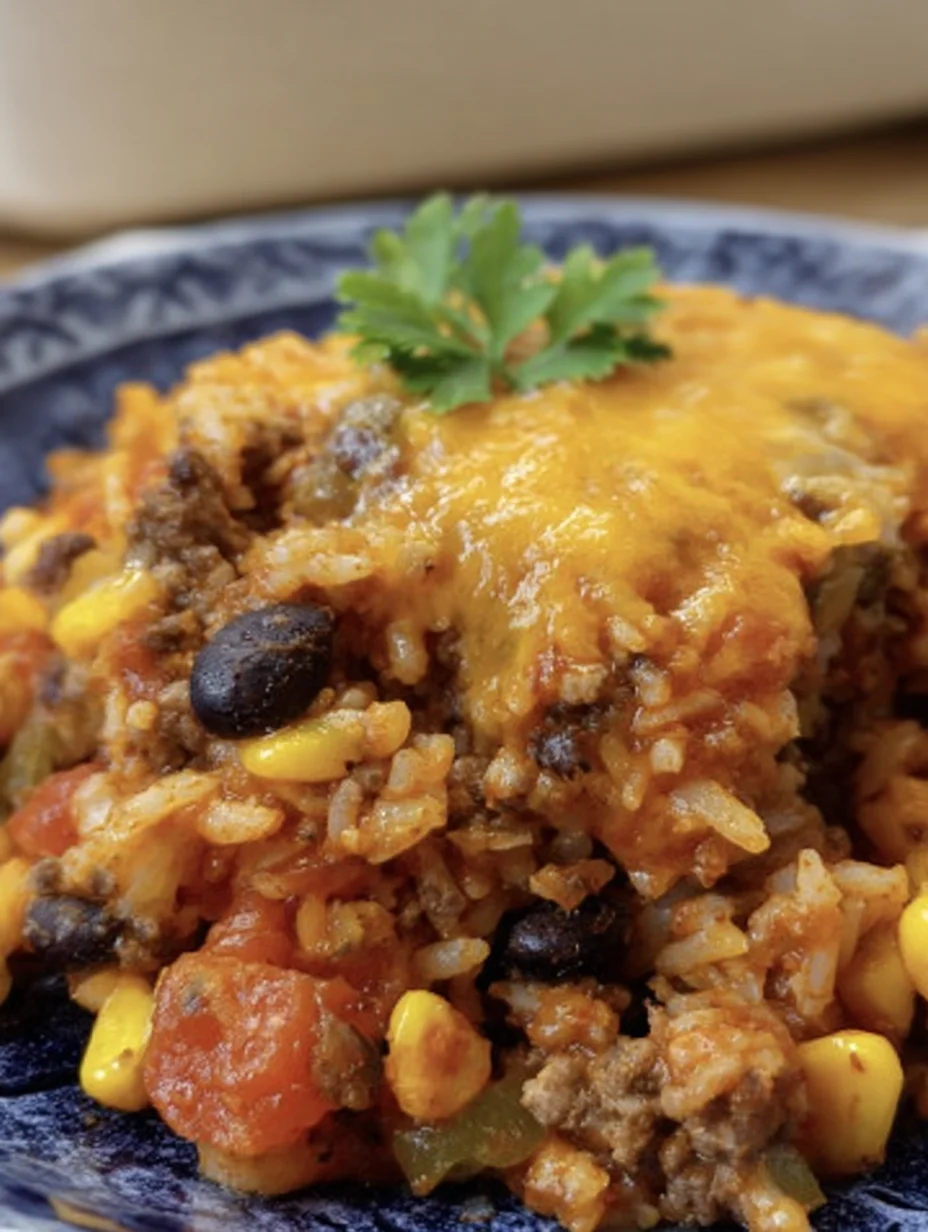 Beef Enchilada Casserole with Rice