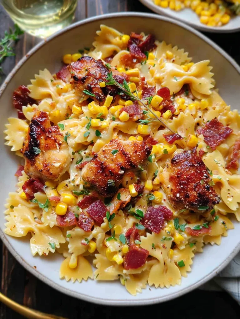 Creamy Chicken and Corn Pasta with Bacon