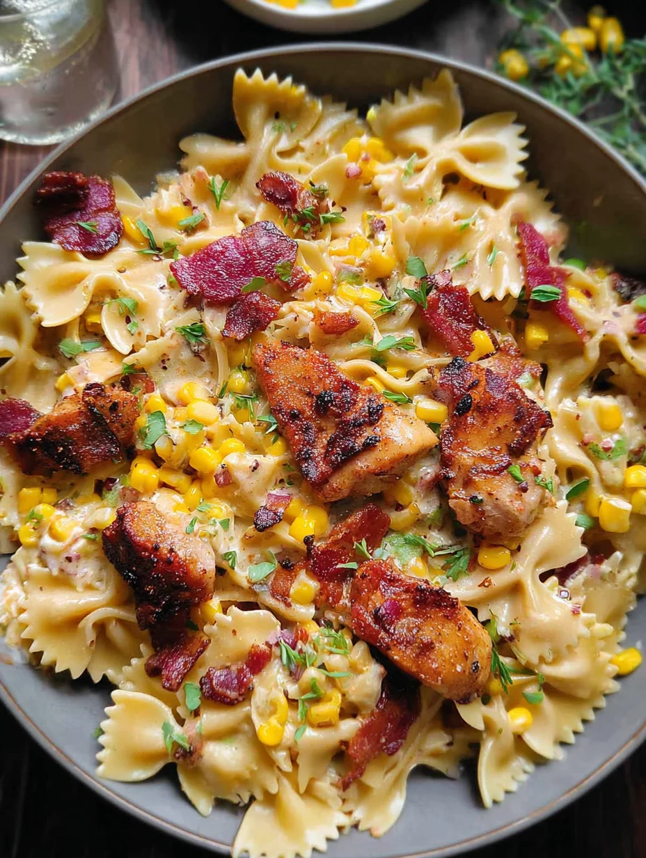 Creamy Chicken and Corn Pasta with Bacon