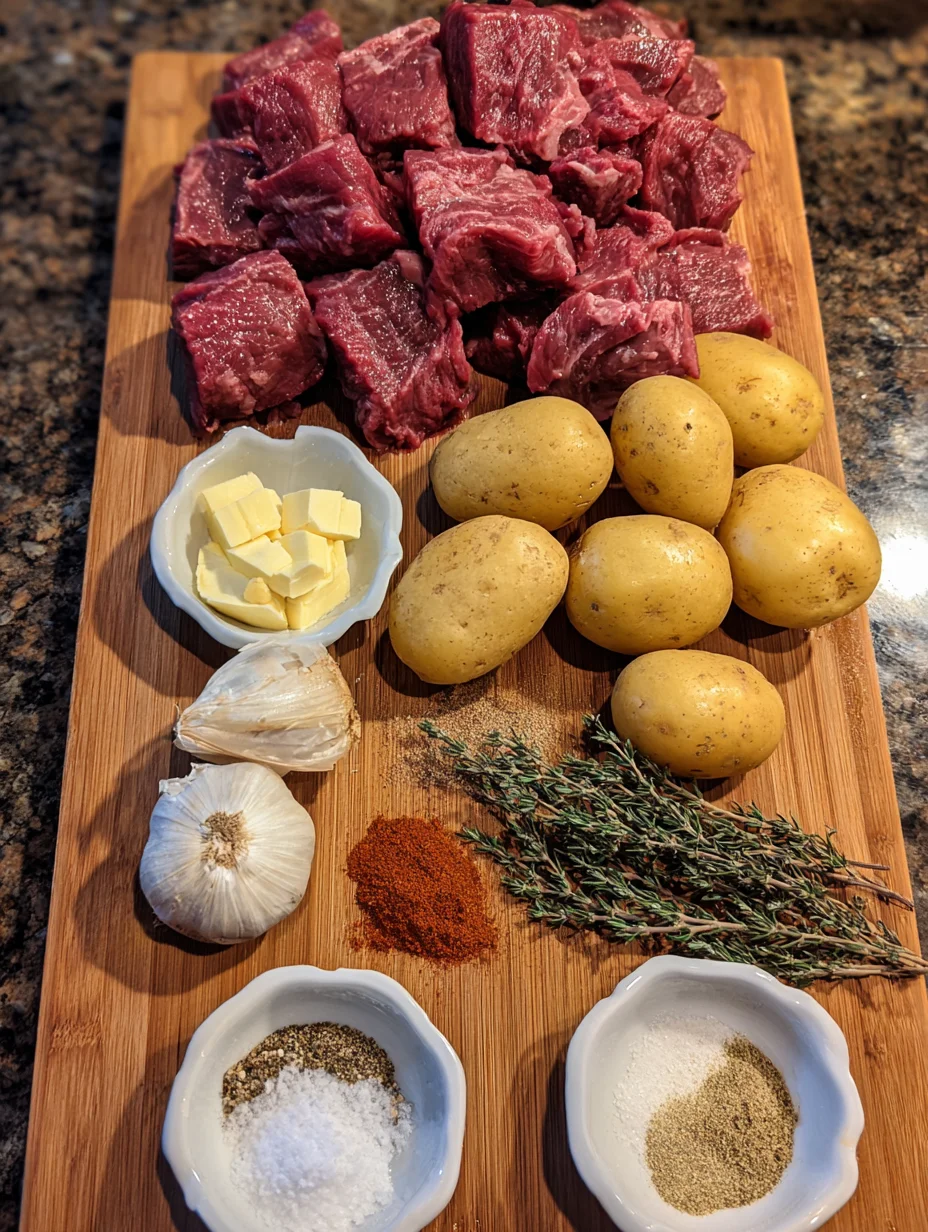 Garlic Butter Beef Bites with Potatoes