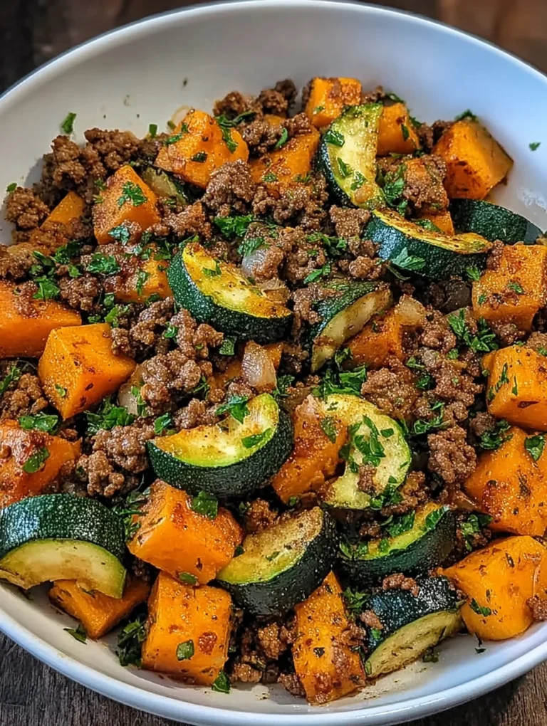 Ground Beef Zucchini Sweet Potato Skillet