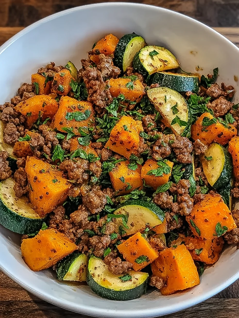 Ground Beef Zucchini Sweet Potato Skillet