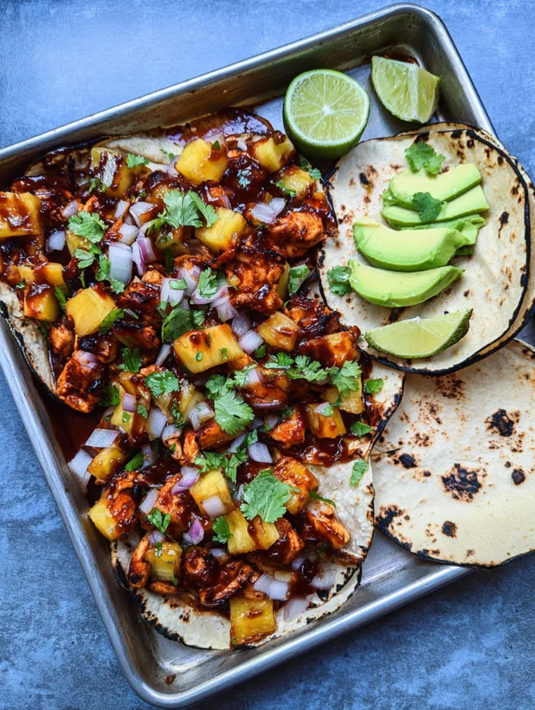 One Pan Chicken & Pineapple Tacos