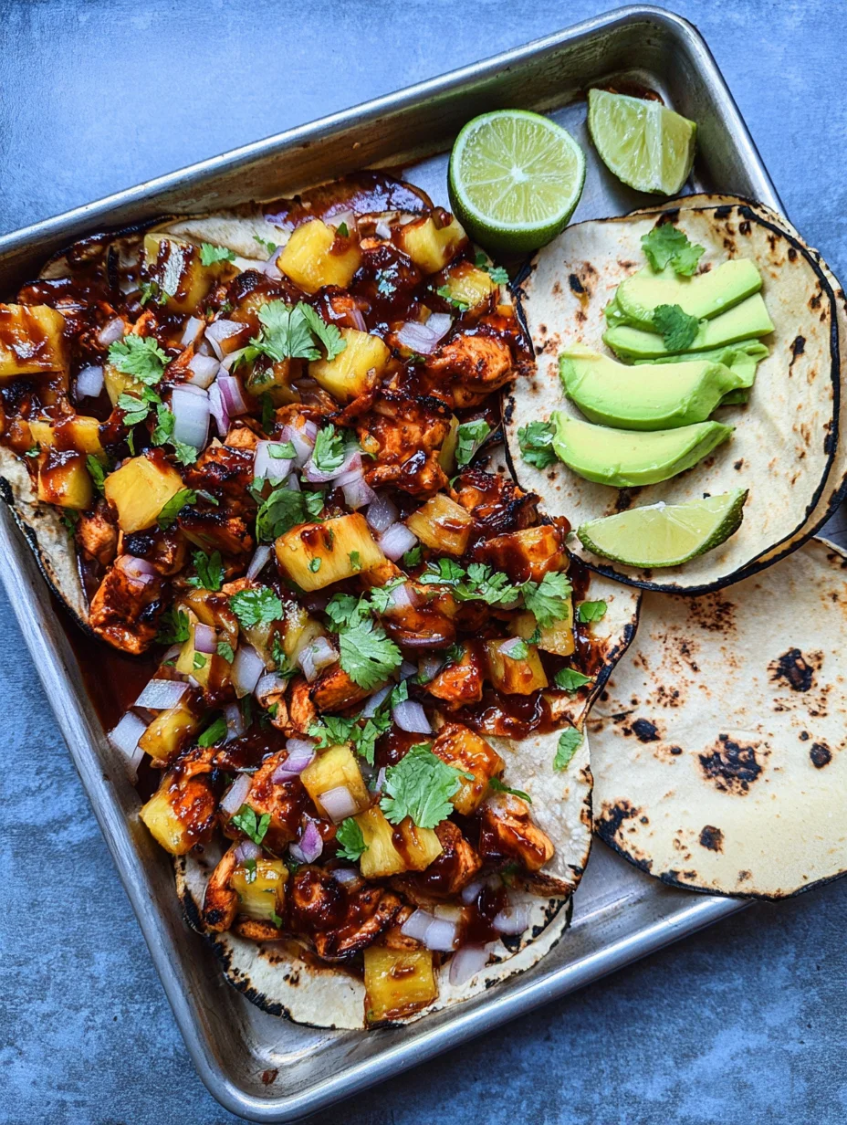 One Pan Chicken & Pineapple Tacos
