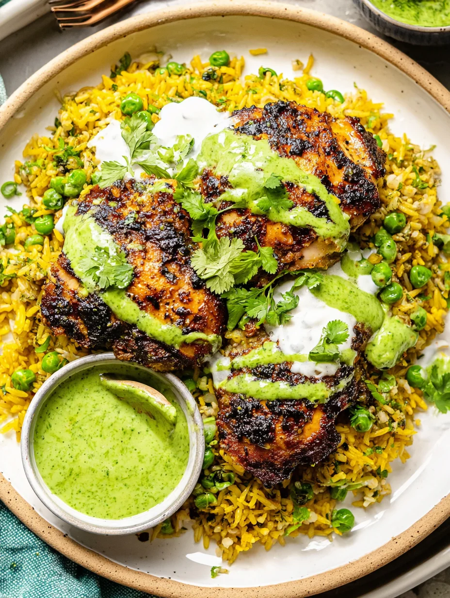 Peruvian Chicken and Rice with Green Sauce