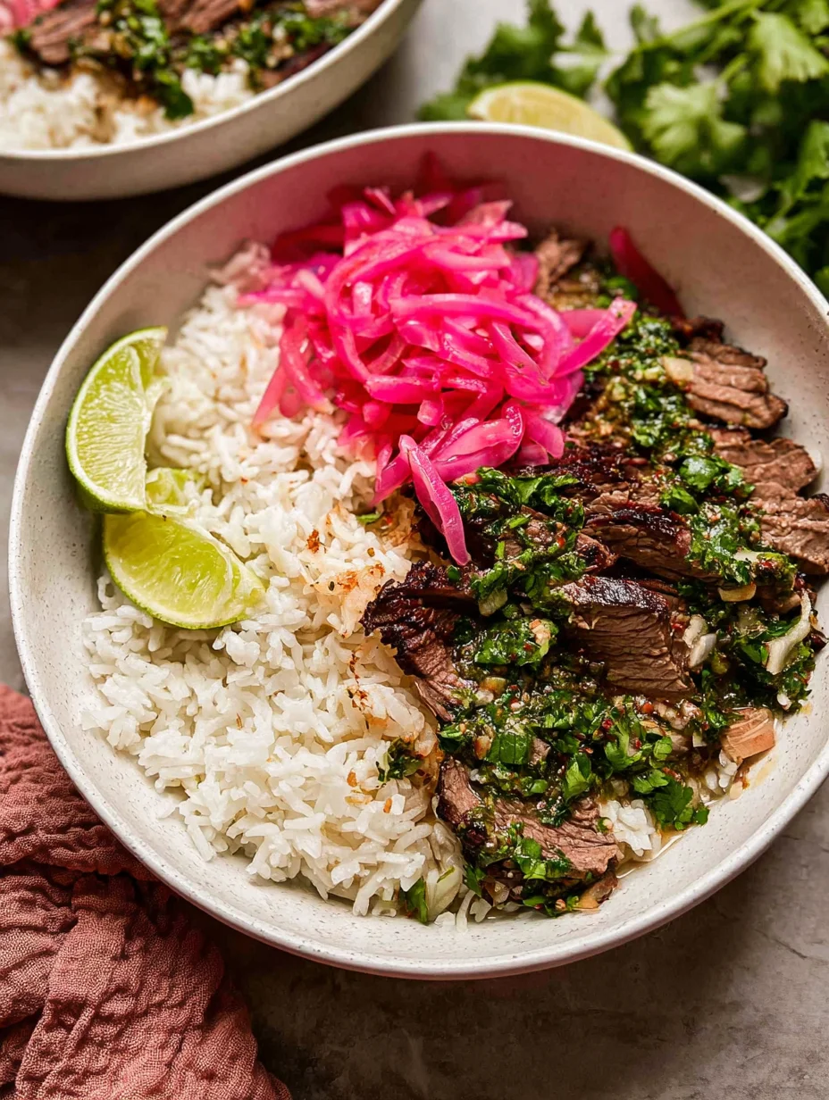 Skirt Steak Rice Bowls with Chimichurri Sauce