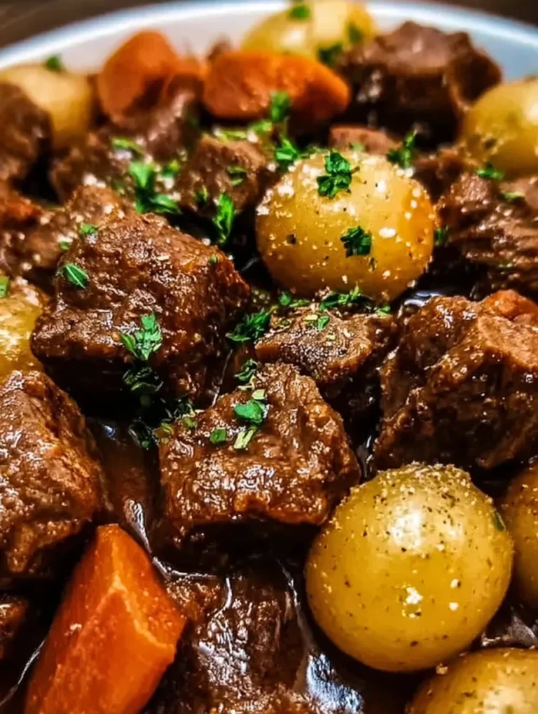 Slow Cooker Garlic Butter Beef Bites & Potatoes