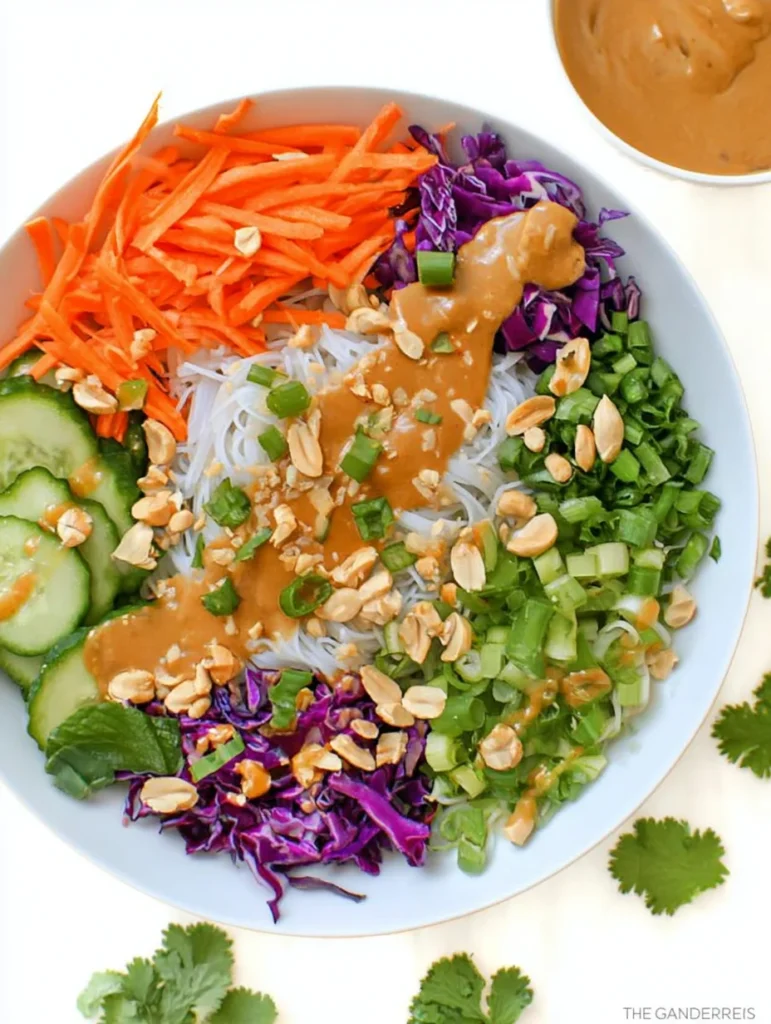 Spring Roll Bowl with Peanut Sauce