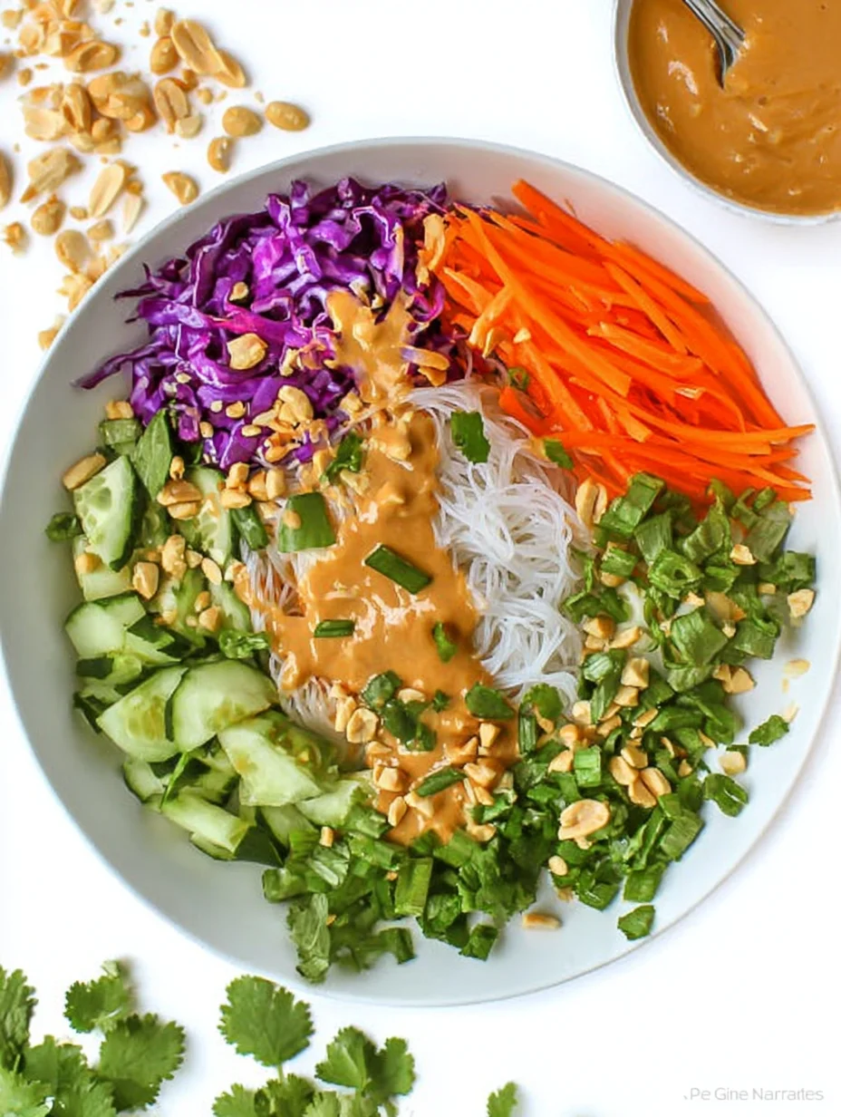Spring Roll Bowl with Peanut Sauce