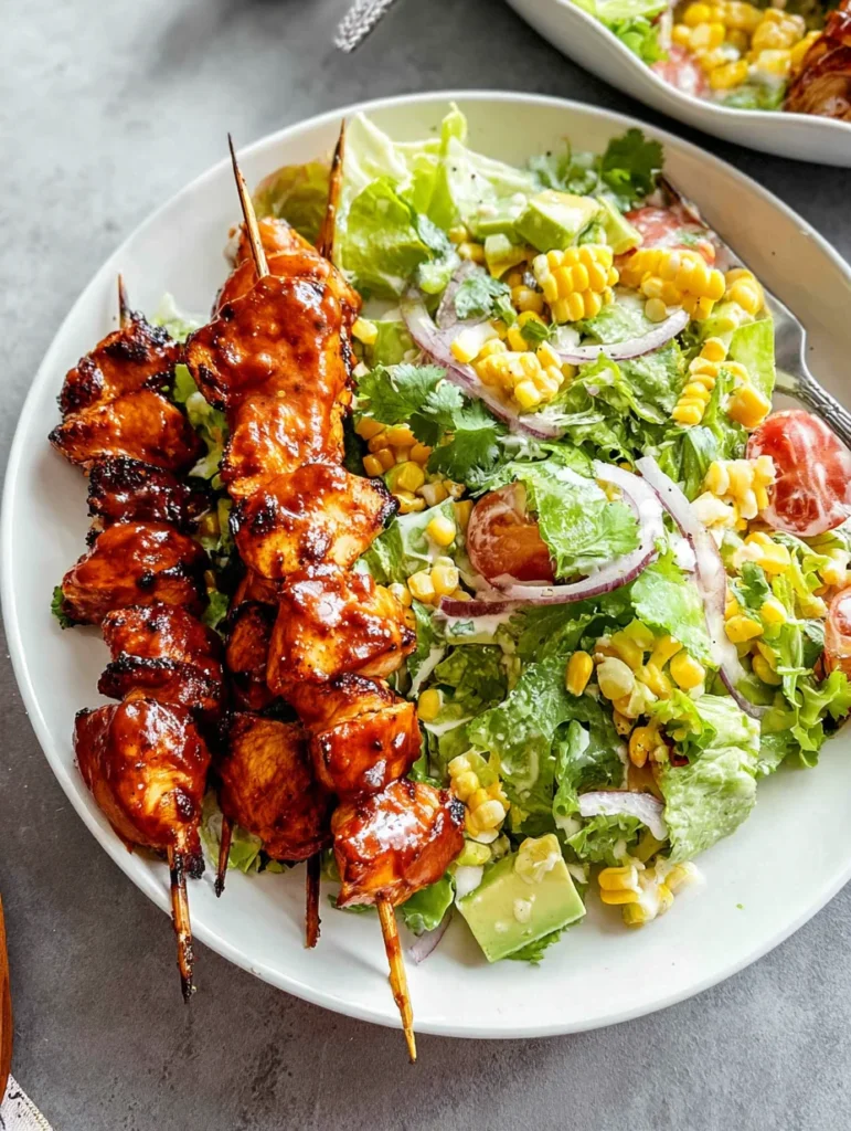BBQ Chicken Skewer Salad
