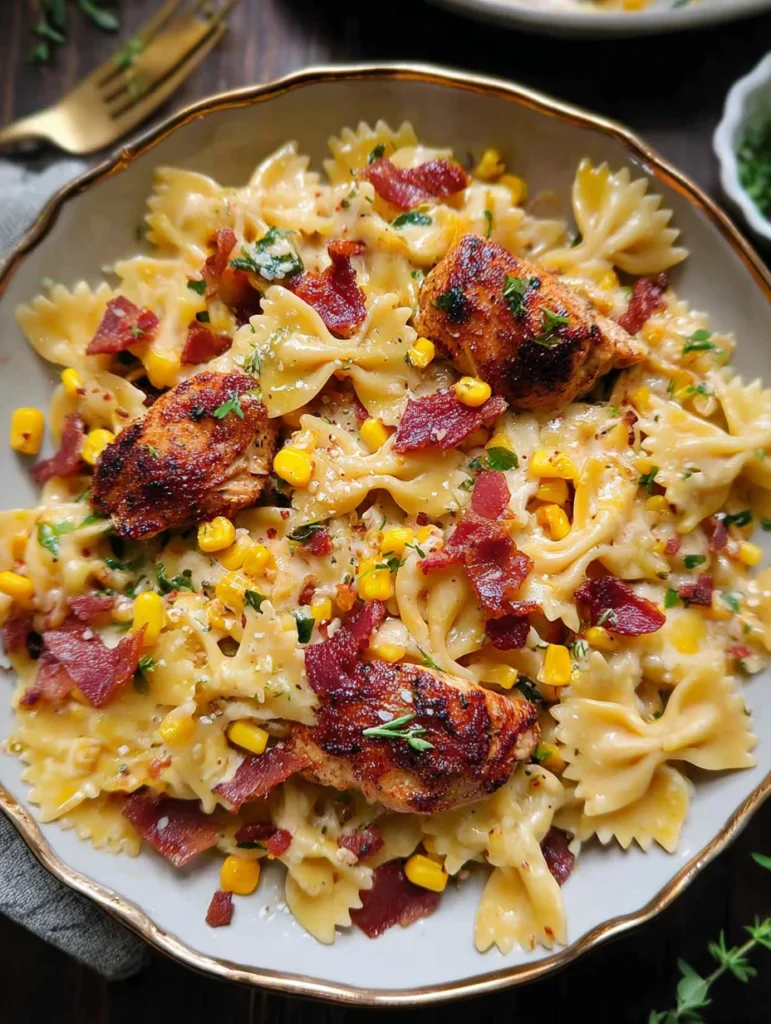 Creamy Chicken and Corn Pasta with Bacon
