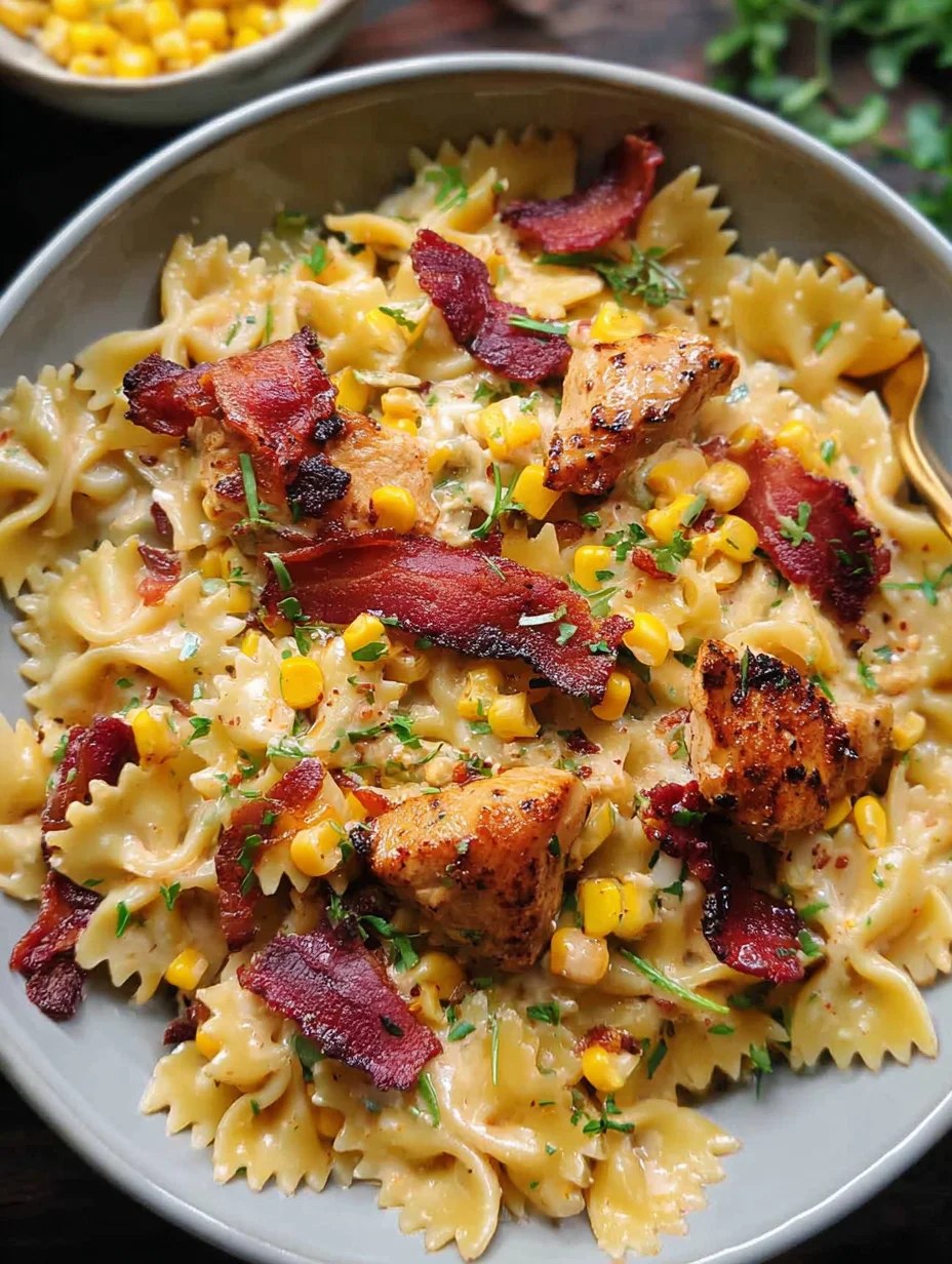 Creamy Chicken and Corn Pasta with Bacon