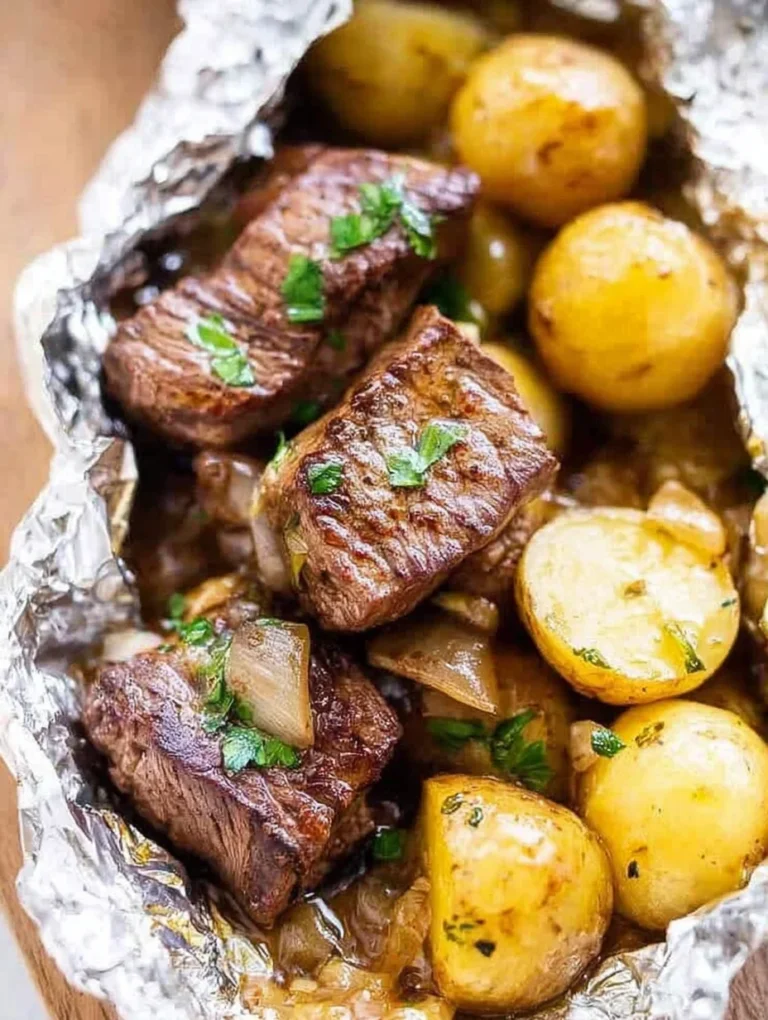 Garlic Butter Steak and Potato Foil Packets