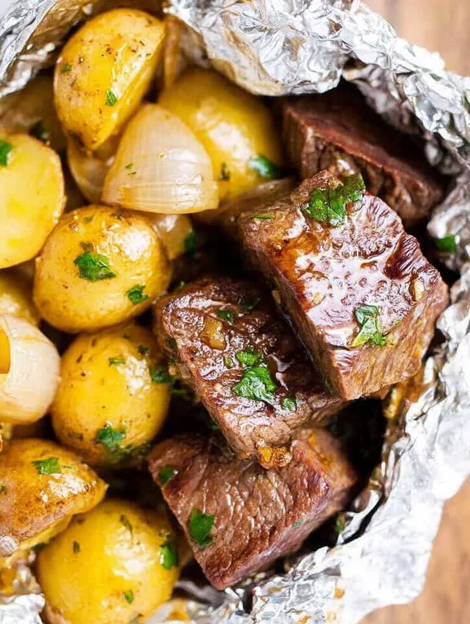 Garlic Butter Steak and Potato Foil Packets