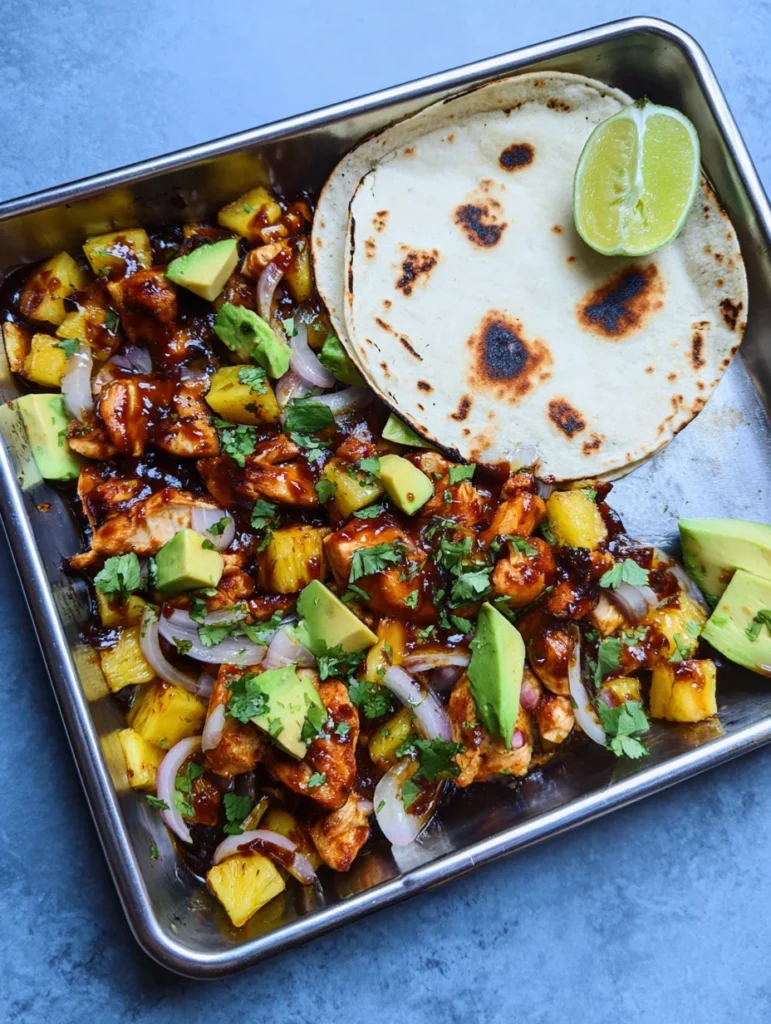 One Pan Chicken & Pineapple Tacos