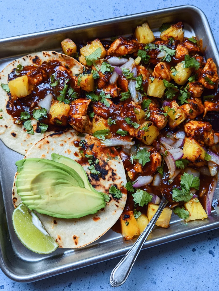One Pan Chicken & Pineapple Tacos