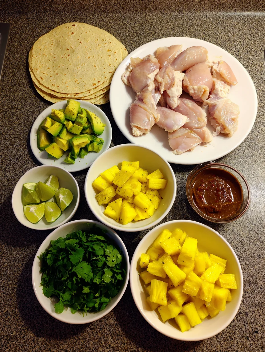 One Pan Chicken Pineapple Tacos