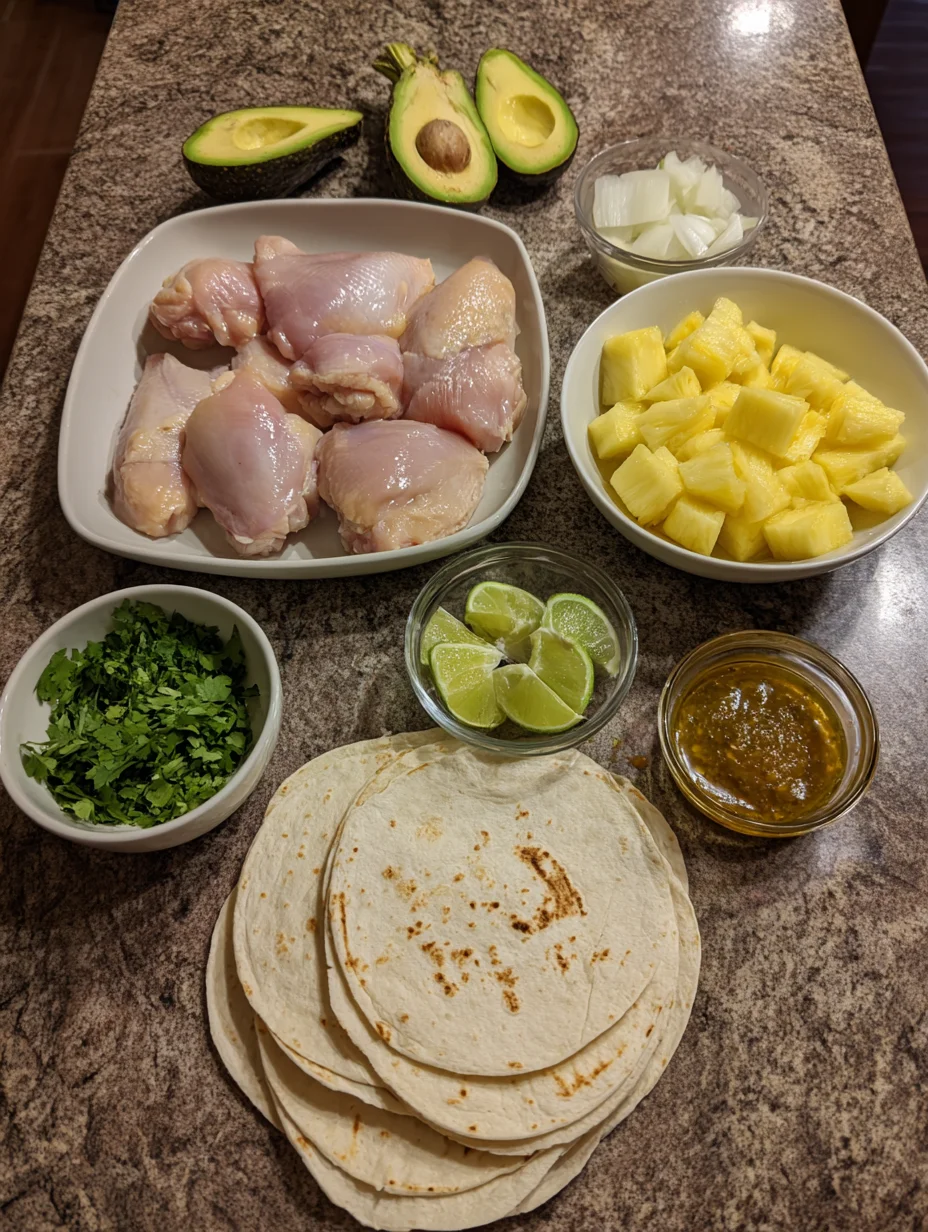 One Pan Chicken & Pineapple Tacos