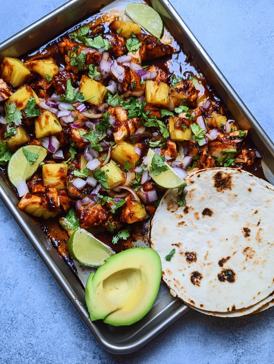 One Pan Chicken Pineapple Tacos