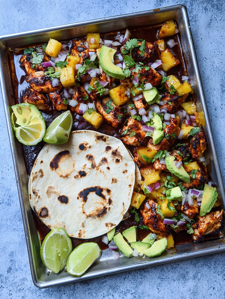 One Pan Chicken & Pineapple Tacos