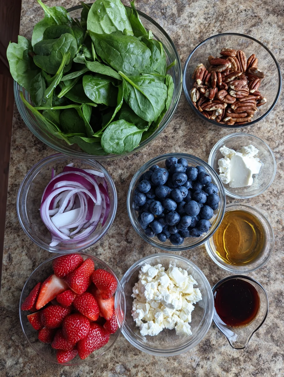 Spinach Strawberry Salad with Feta Cheese