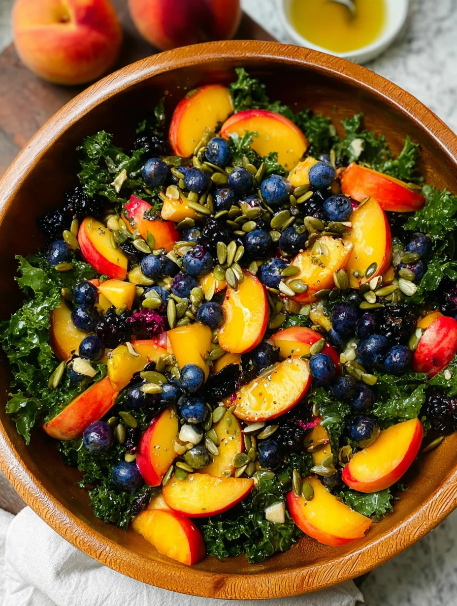 Summer Peach Blueberry Kale Salad