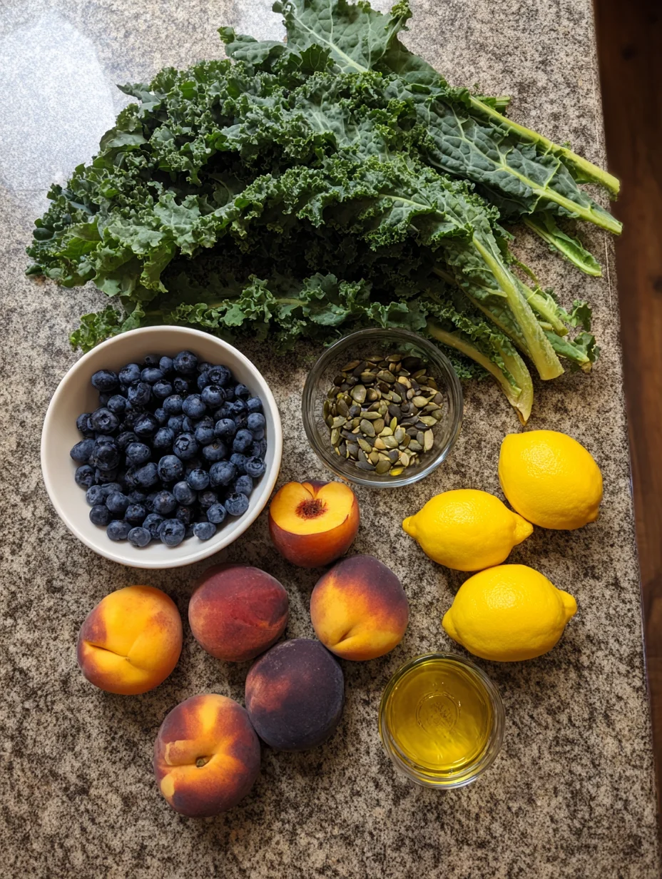 Summer Peach Blueberry Kale Salad