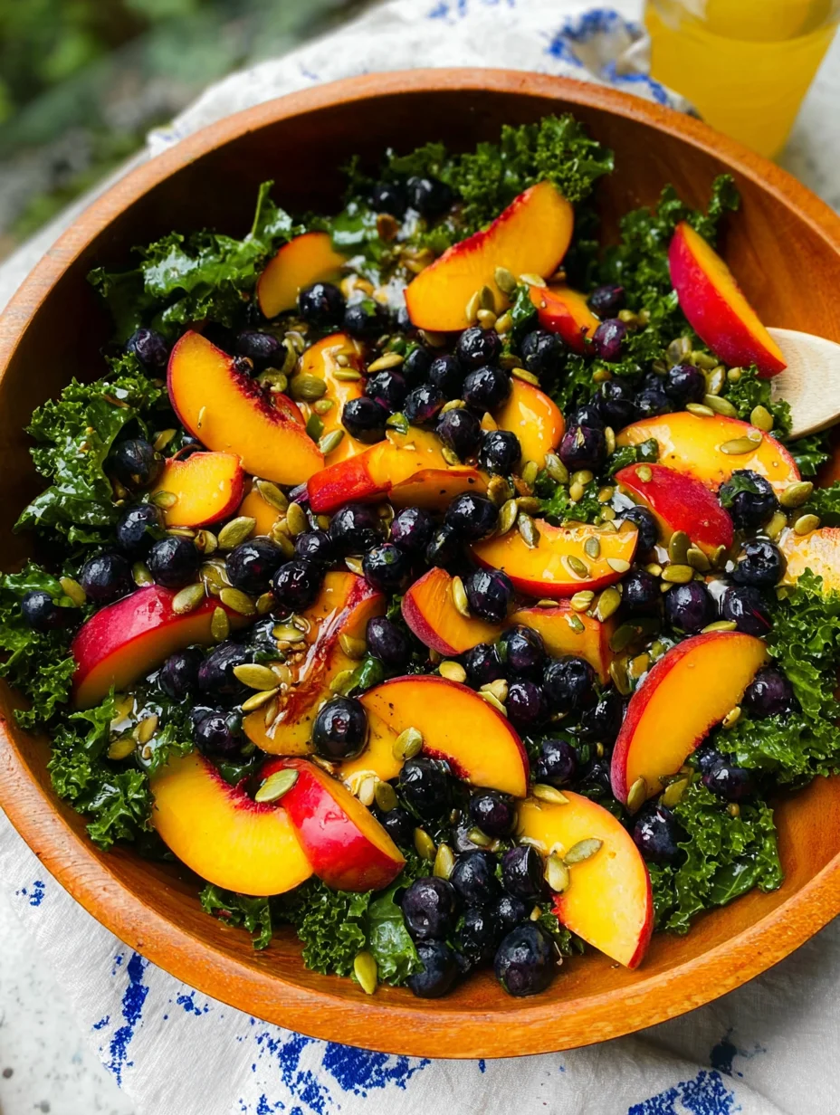 Summer Peach Blueberry Kale Salad