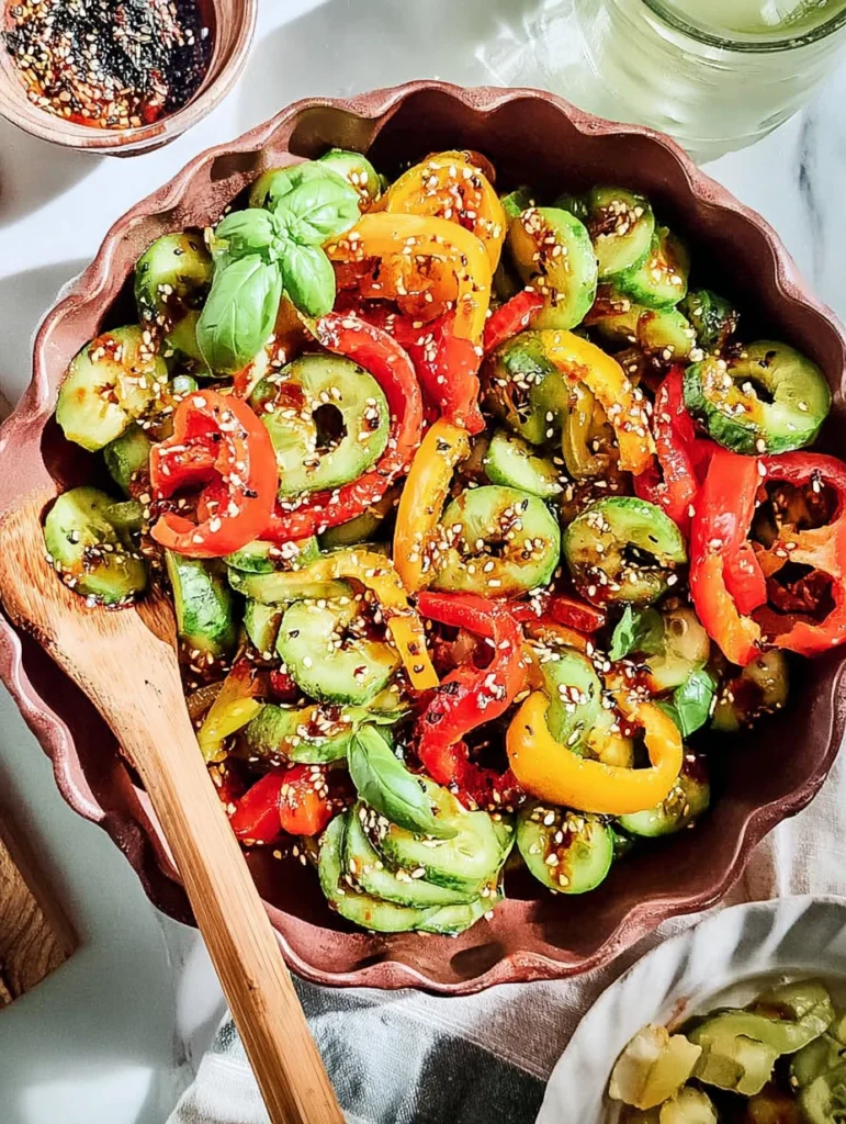 Viral TikTok Cucumber & Bell Pepper Salad