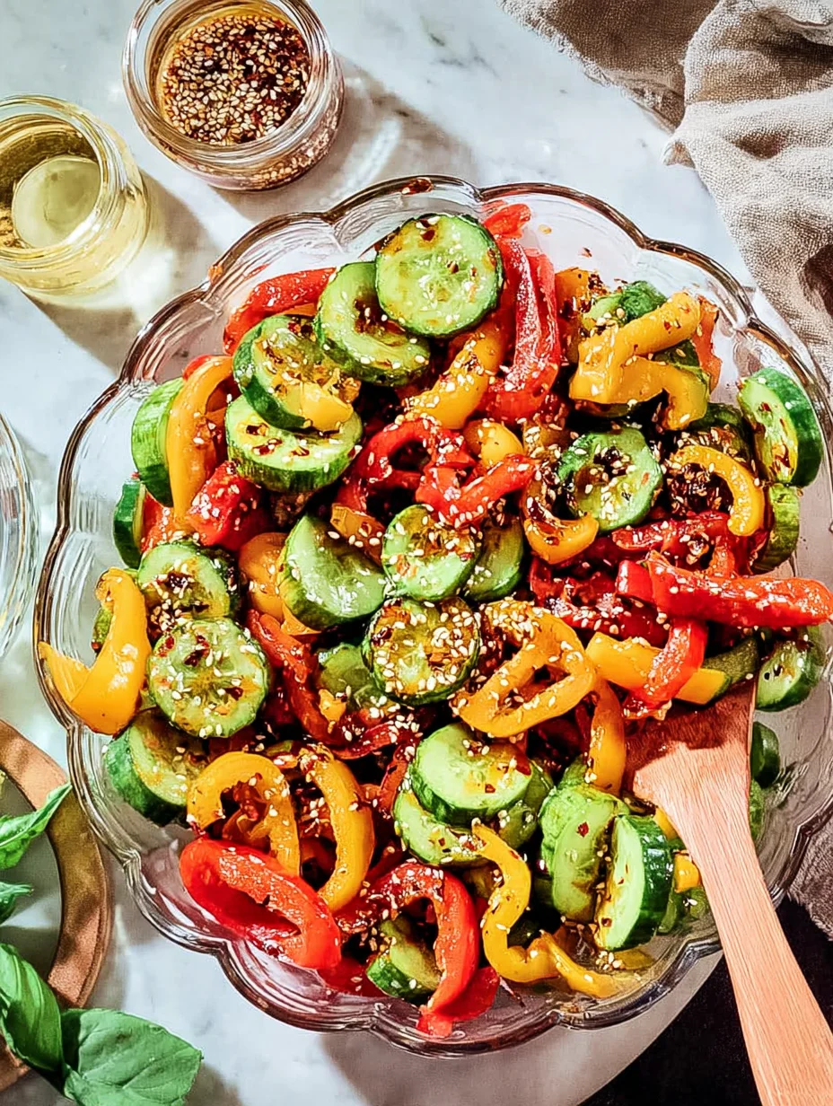 Viral TikTok Cucumber & Bell Pepper Salad